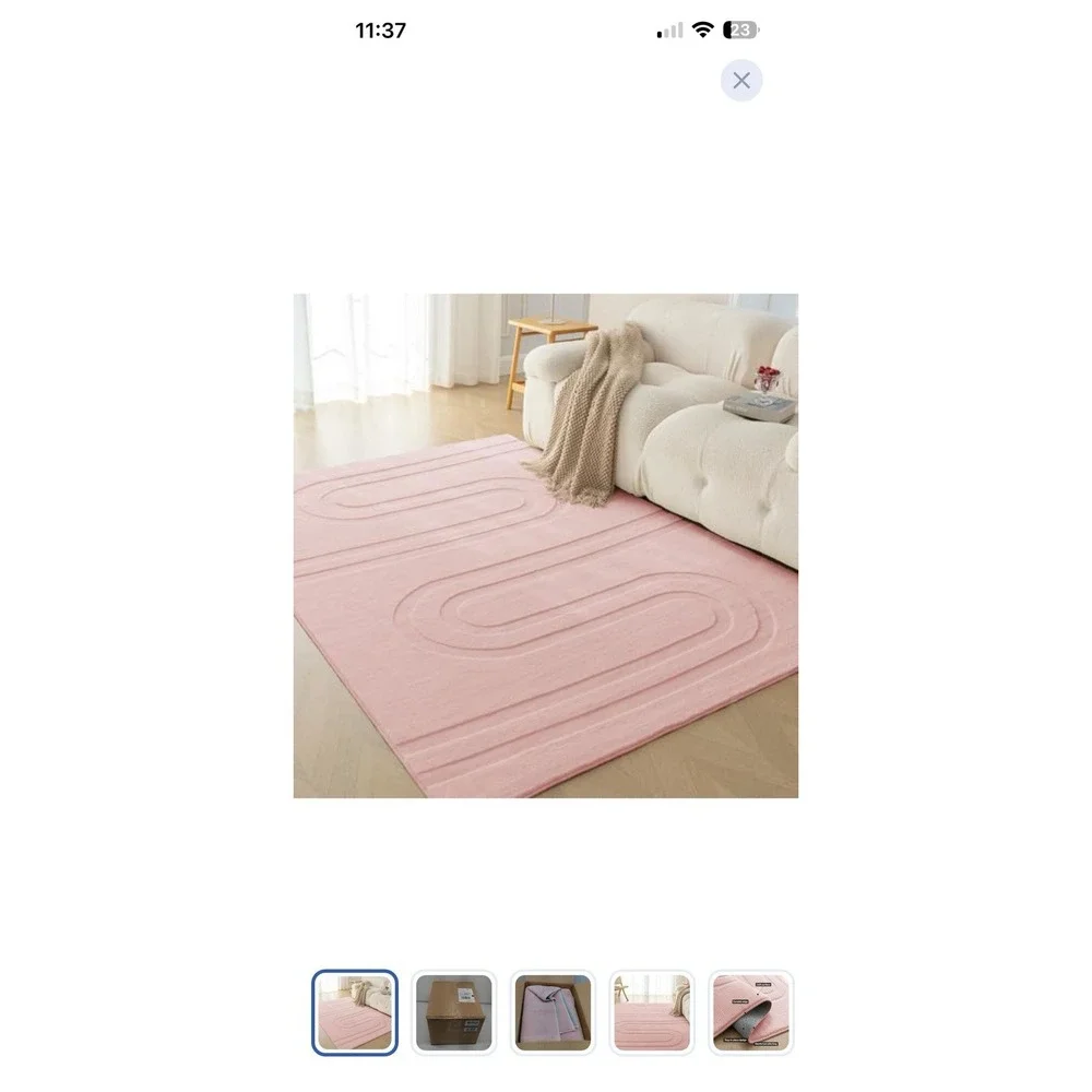 (23)Area Rugs, Soft-Touch Washable Home Decor Carpet Pink 7x5